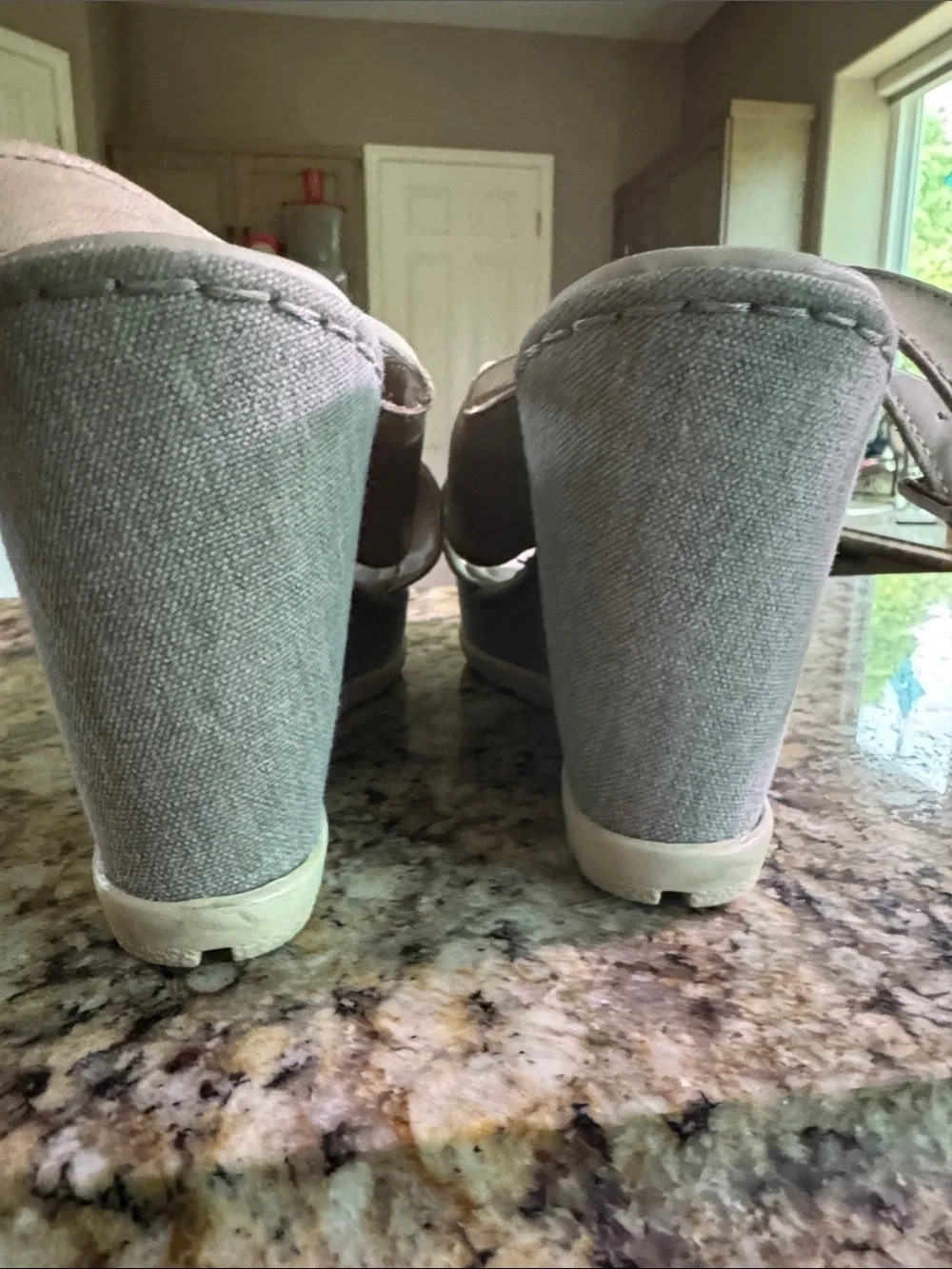 b.o.c. Crisscross Taupe Wedge Sandals